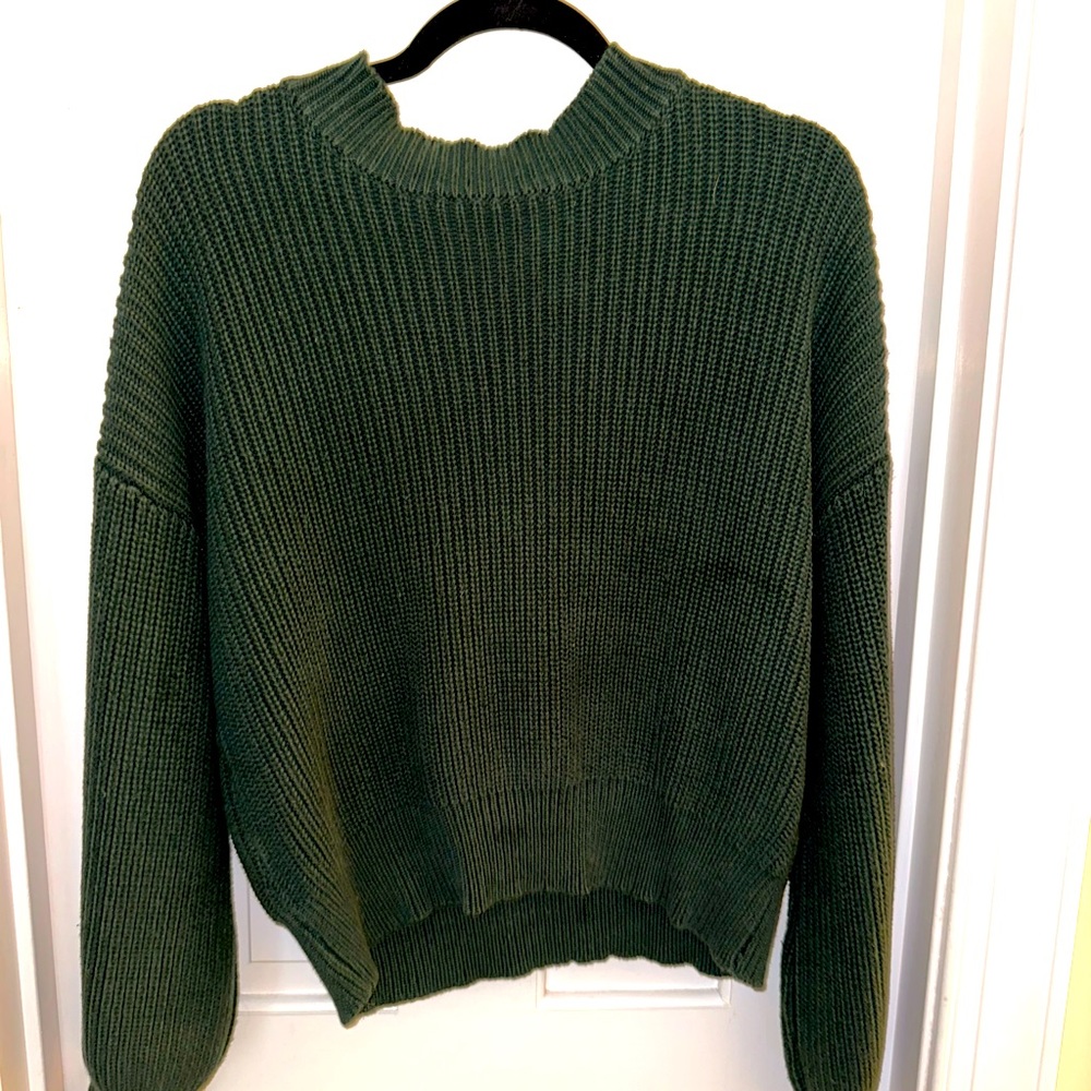 large Green Mockkeck knit sweater